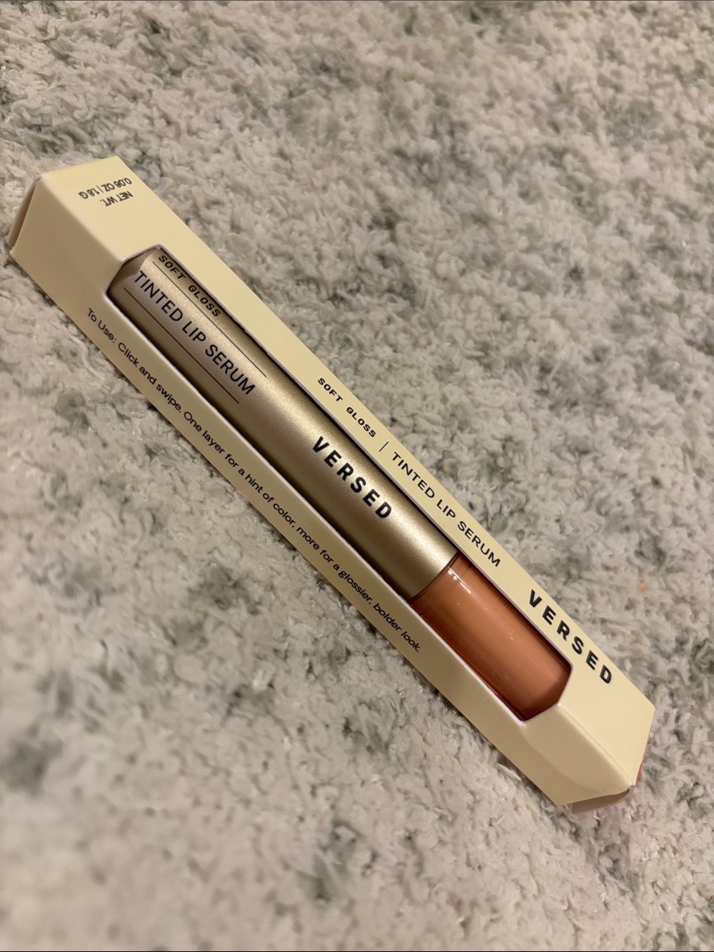 Versed Tinted Lip Serum in Flamingo peachy pink, NWT .06 oz